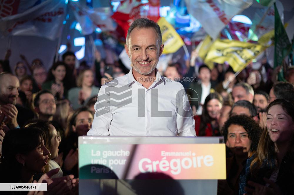 First campaign rally of Emmanuel Gregoire - Paris