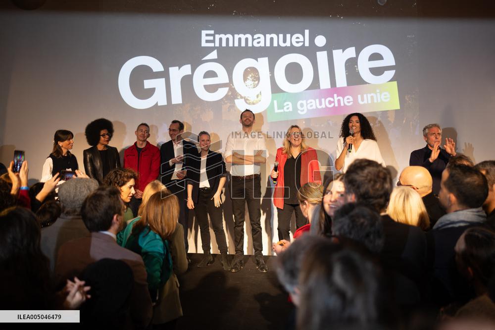 First campaign rally of Emmanuel Gregoire - Paris
