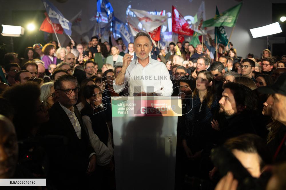 First campaign rally of Emmanuel Gregoire - Paris