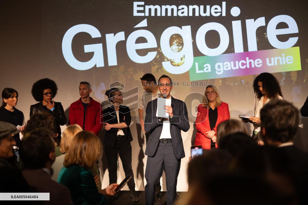 First campaign rally of Emmanuel Gregoire - Paris