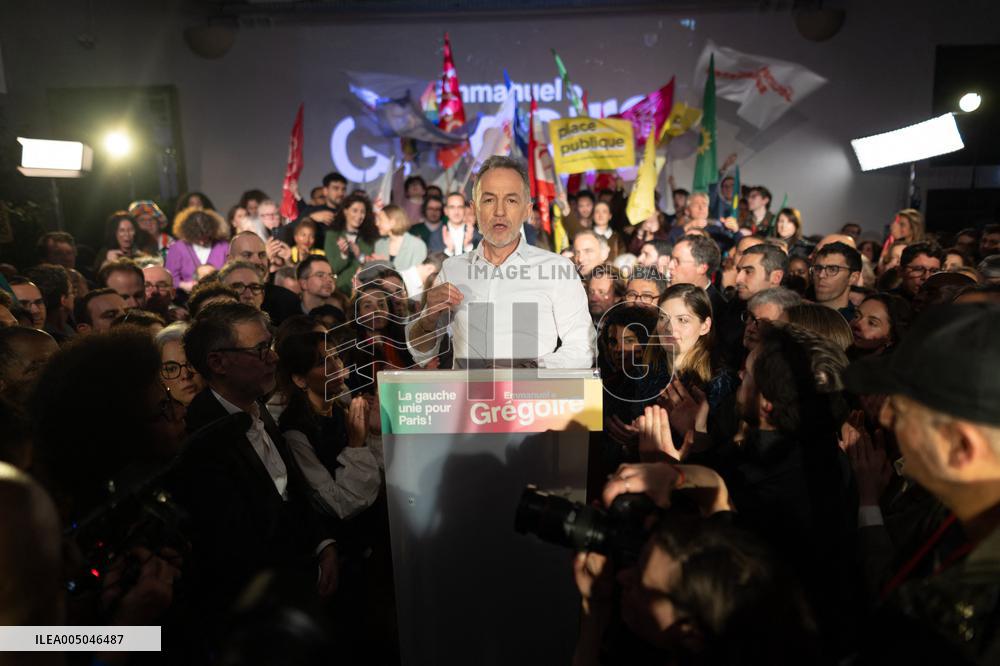 First campaign rally of Emmanuel Gregoire - Paris
