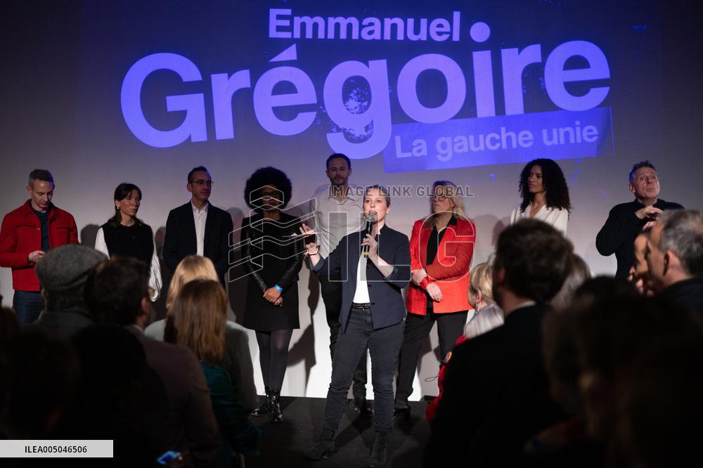 First campaign rally of Emmanuel Gregoire - Paris