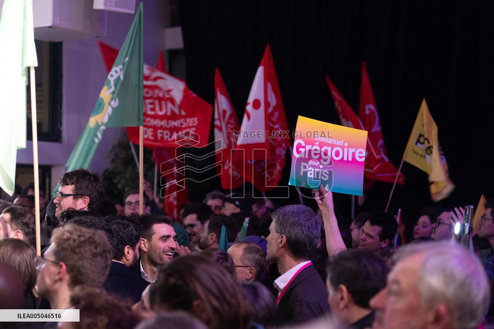 First campaign rally of Emmanuel Gregoire - Paris