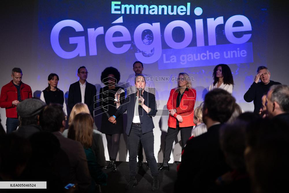 First campaign rally of Emmanuel Gregoire - Paris