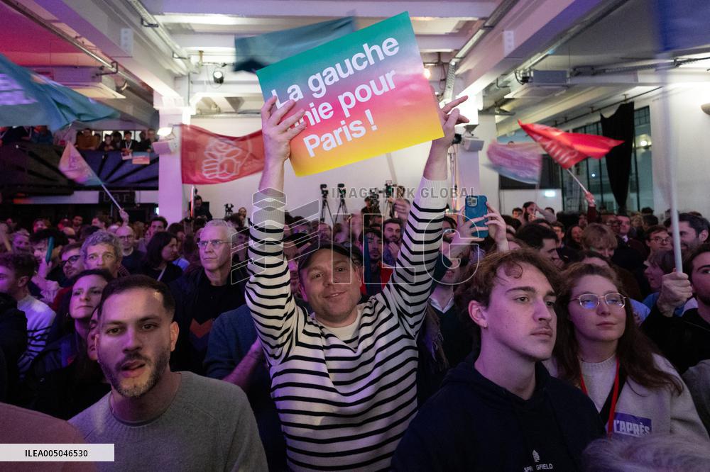 First campaign rally of Emmanuel Gregoire - Paris