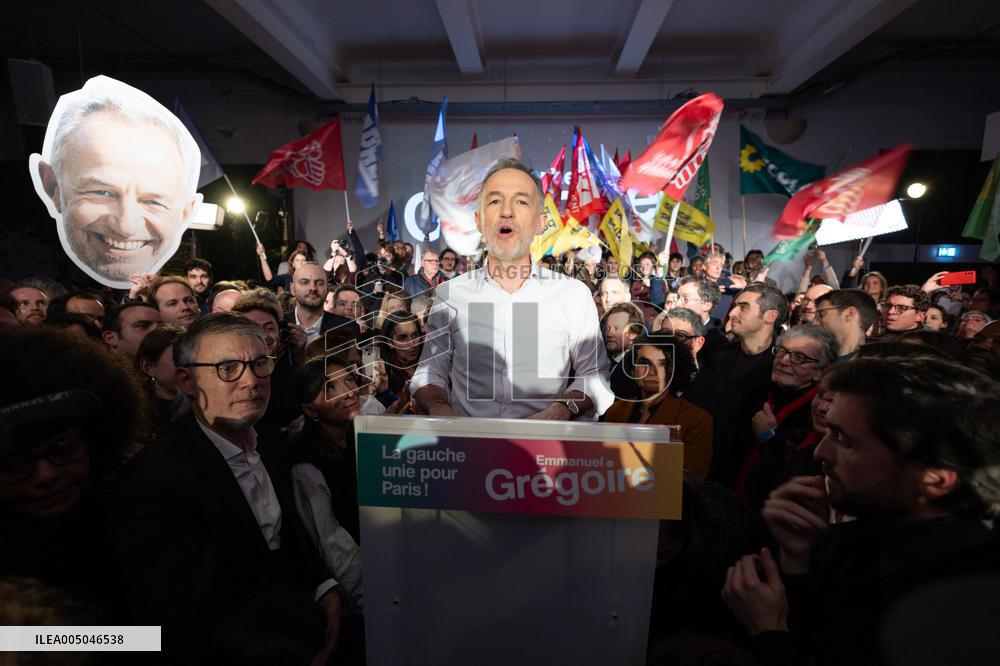 First campaign rally of Emmanuel Gregoire - Paris