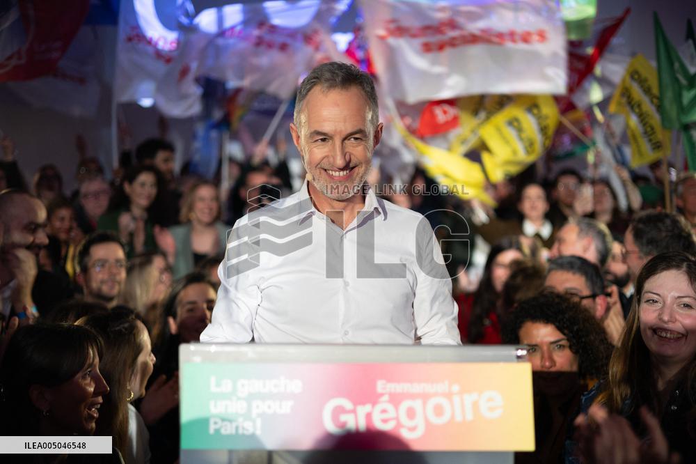 First campaign rally of Emmanuel Gregoire - Paris
