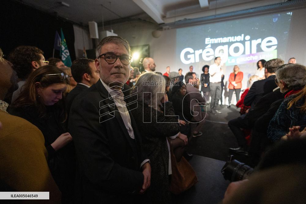 First campaign rally of Emmanuel Gregoire - Paris