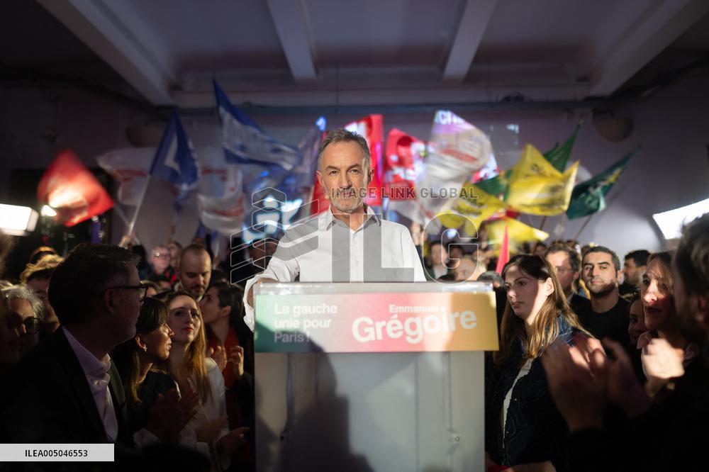 First campaign rally of Emmanuel Gregoire - Paris