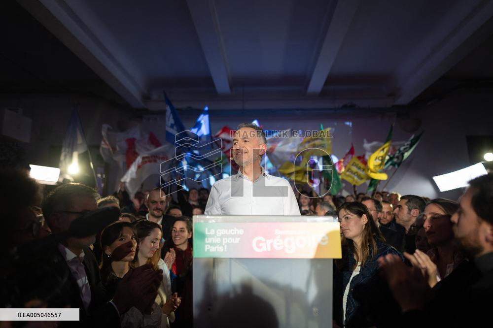 First campaign rally of Emmanuel Gregoire - Paris