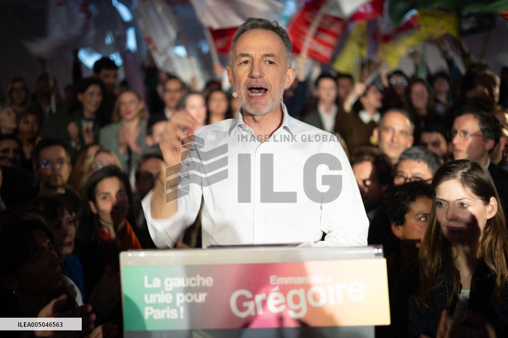 First campaign rally of Emmanuel Gregoire - Paris
