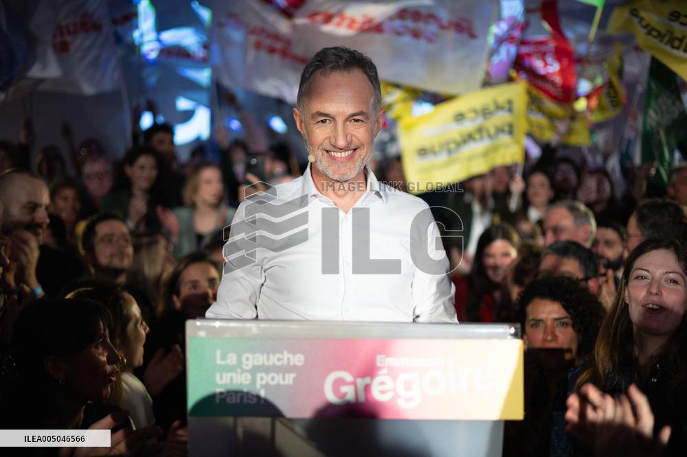 First campaign rally of Emmanuel Gregoire - Paris
