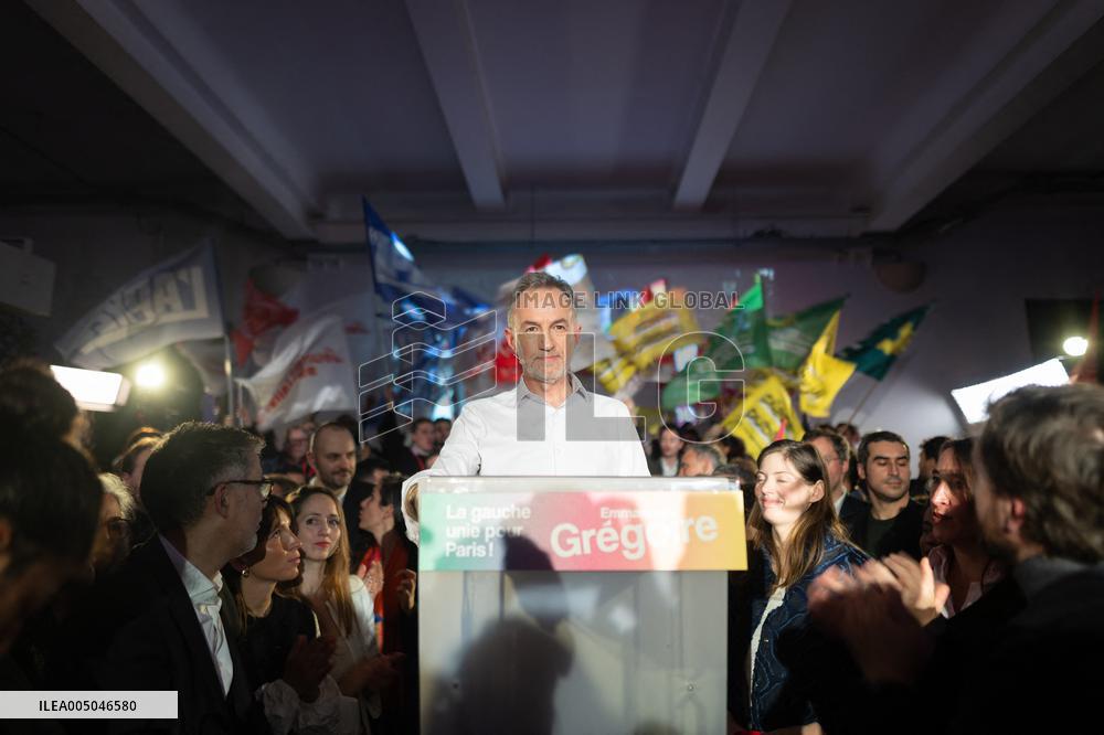 First campaign rally of Emmanuel Gregoire - Paris