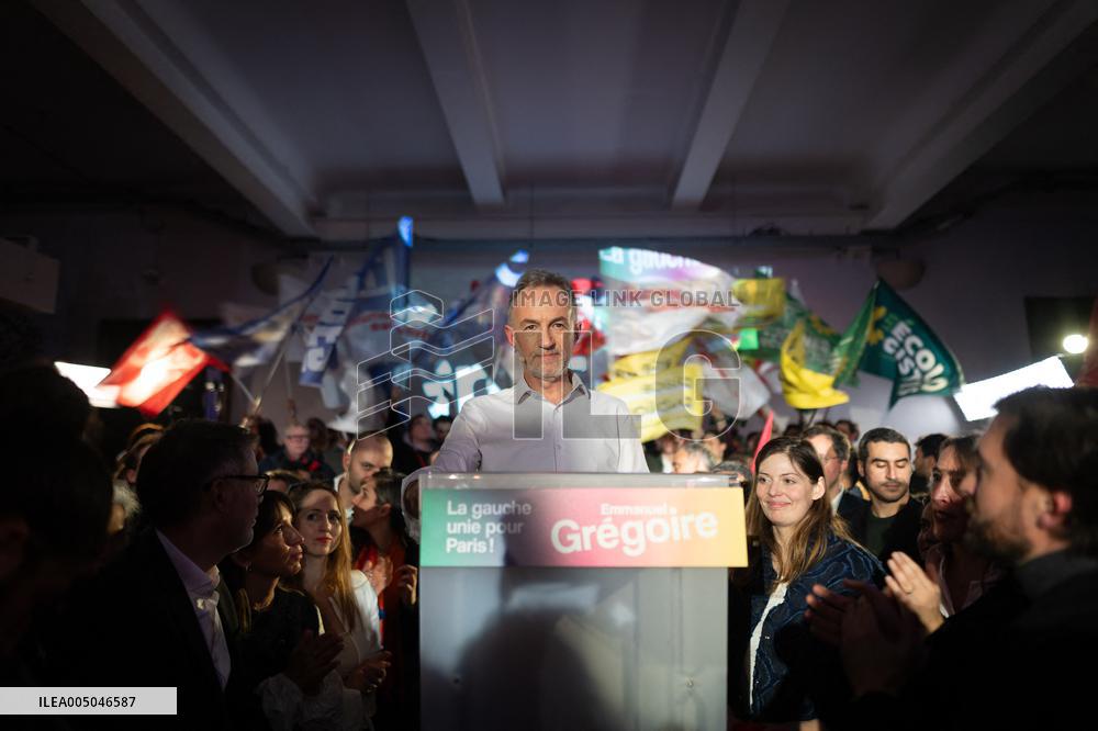 First campaign rally of Emmanuel Gregoire - Paris