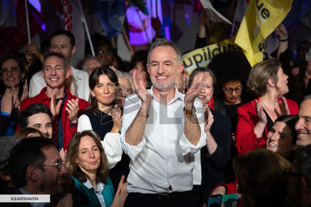 First campaign rally of Emmanuel Gregoire - Paris