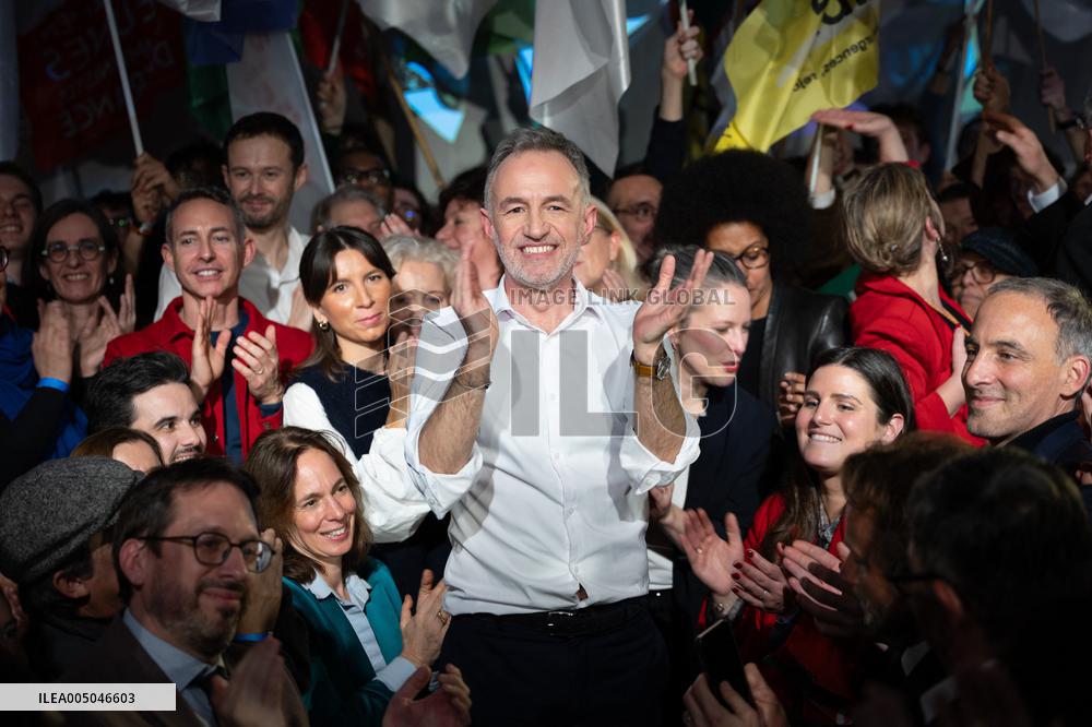 First campaign rally of Emmanuel Gregoire - Paris