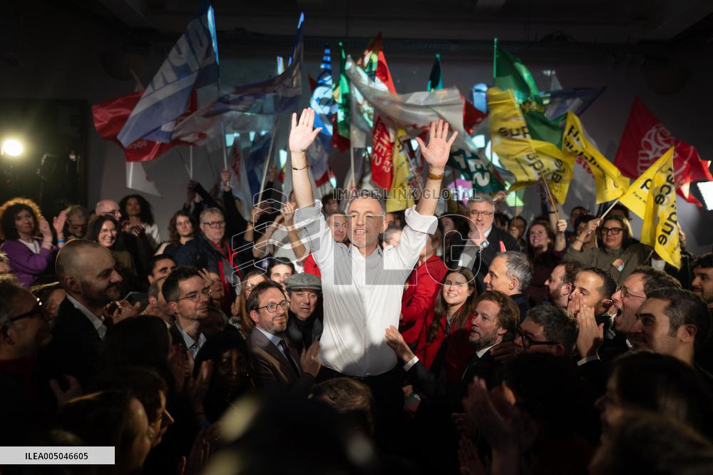 First campaign rally of Emmanuel Gregoire - Paris