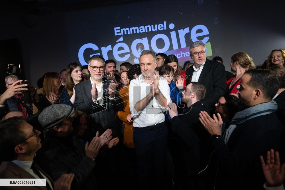 First campaign rally of Emmanuel Gregoire - Paris