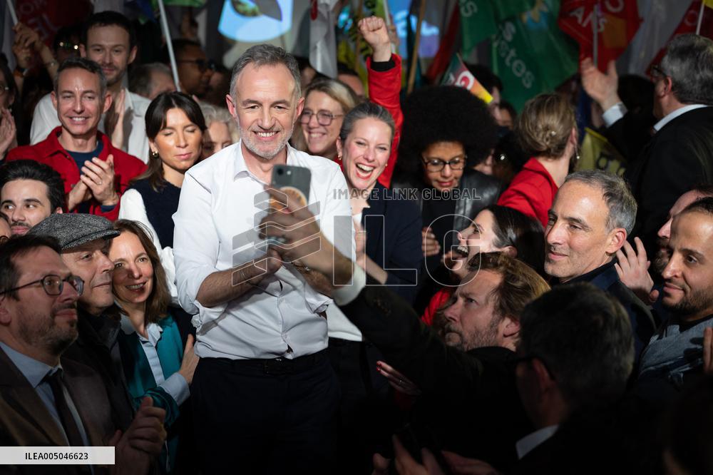 First campaign rally of Emmanuel Gregoire - Paris