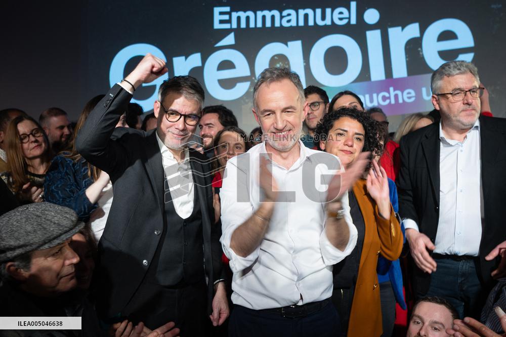 First campaign rally of Emmanuel Gregoire - Paris
