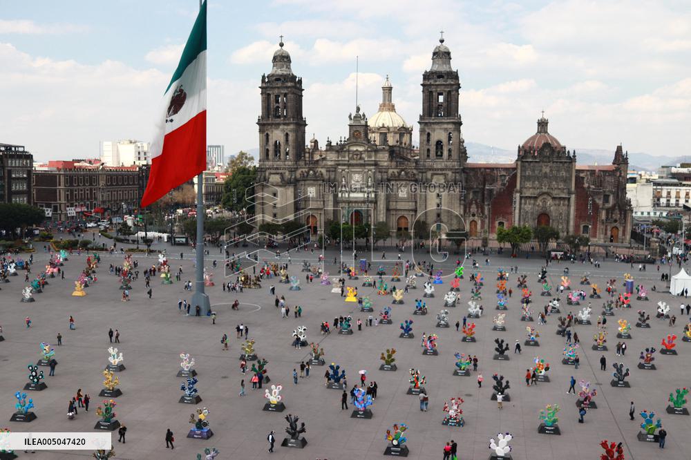 Nopalera Exhibition In Main Square Zocalo - Mexico City