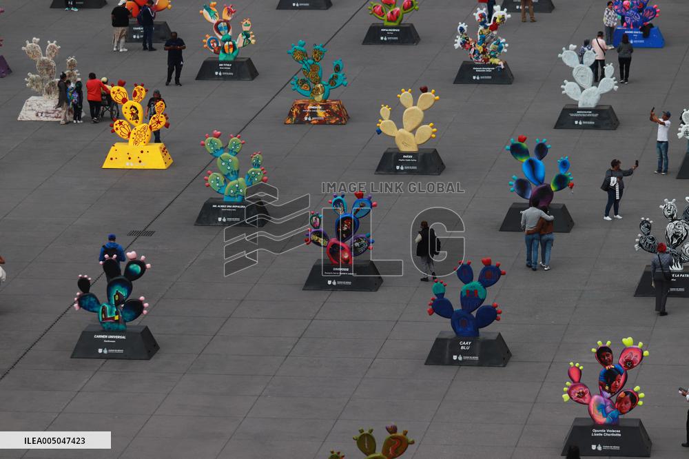 Nopalera Exhibition In Main Square Zocalo - Mexico City