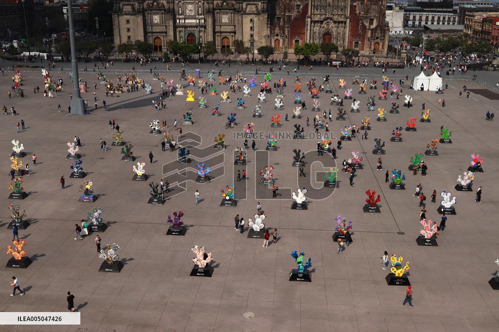 Nopalera Exhibition In Main Square Zocalo - Mexico City