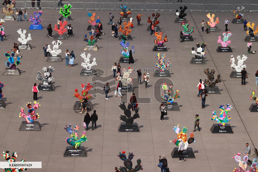 Nopalera Exhibition In Main Square Zocalo - Mexico City