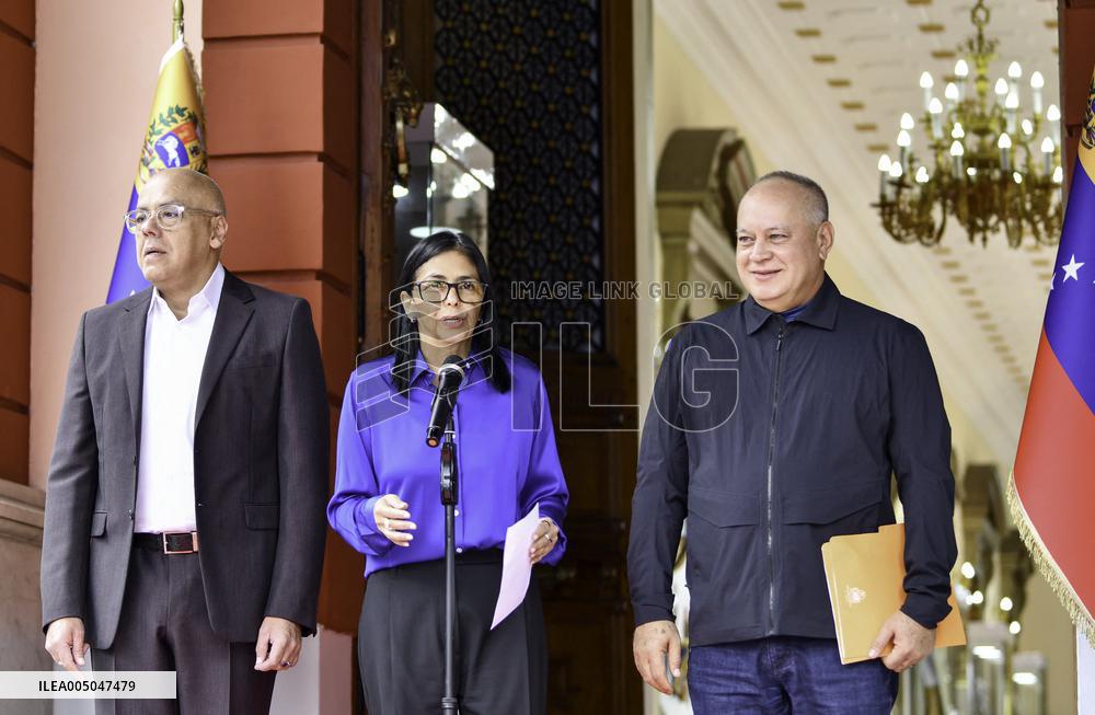 Venezuela S Acting President Delcy Rodriguez Attends A Press Conference - Caracas