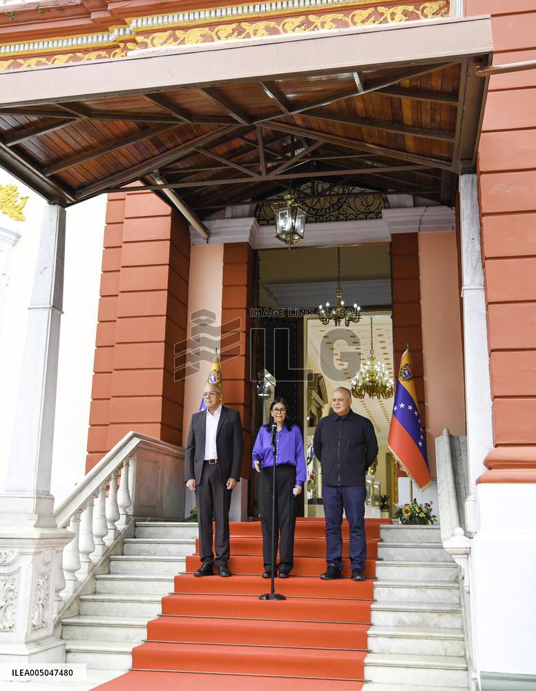 Venezuela S Acting President Delcy Rodriguez Attends A Press Conference - Caracas