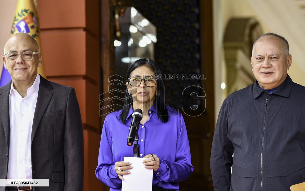 Venezuela S Acting President Delcy Rodriguez Attends A Press Conference - Caracas