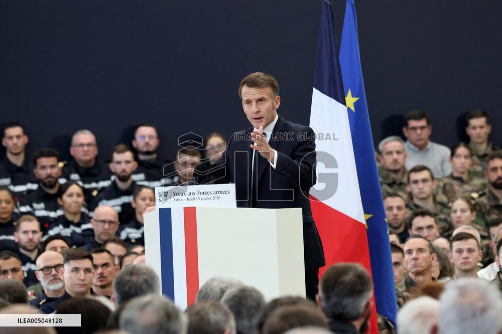 President Macron Presents His Wishes to The Armies - Istres