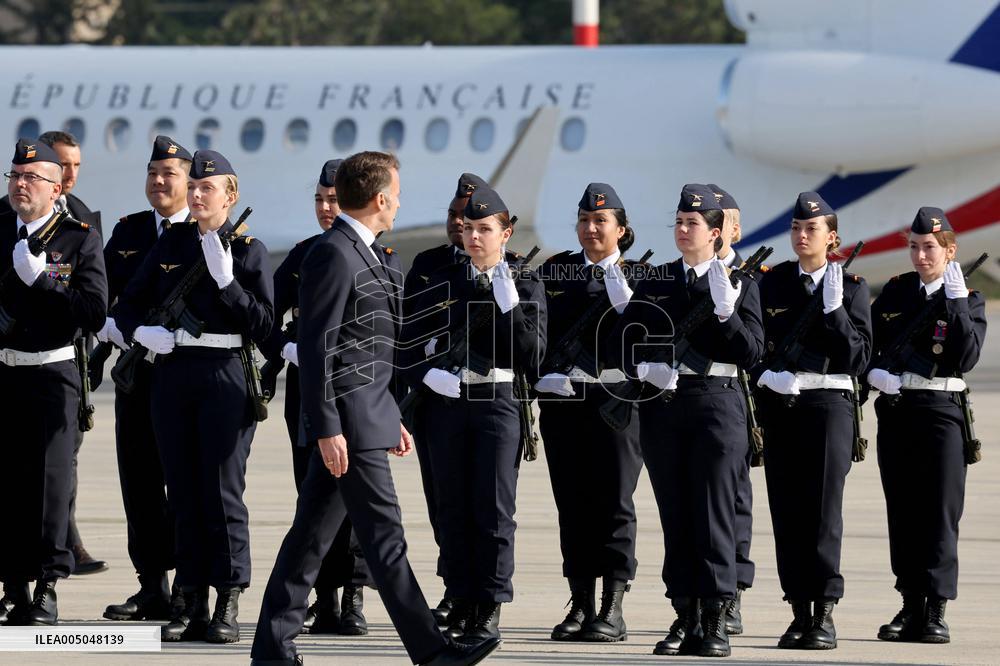 President Macron Presents His Wishes to The Armies - Istres
