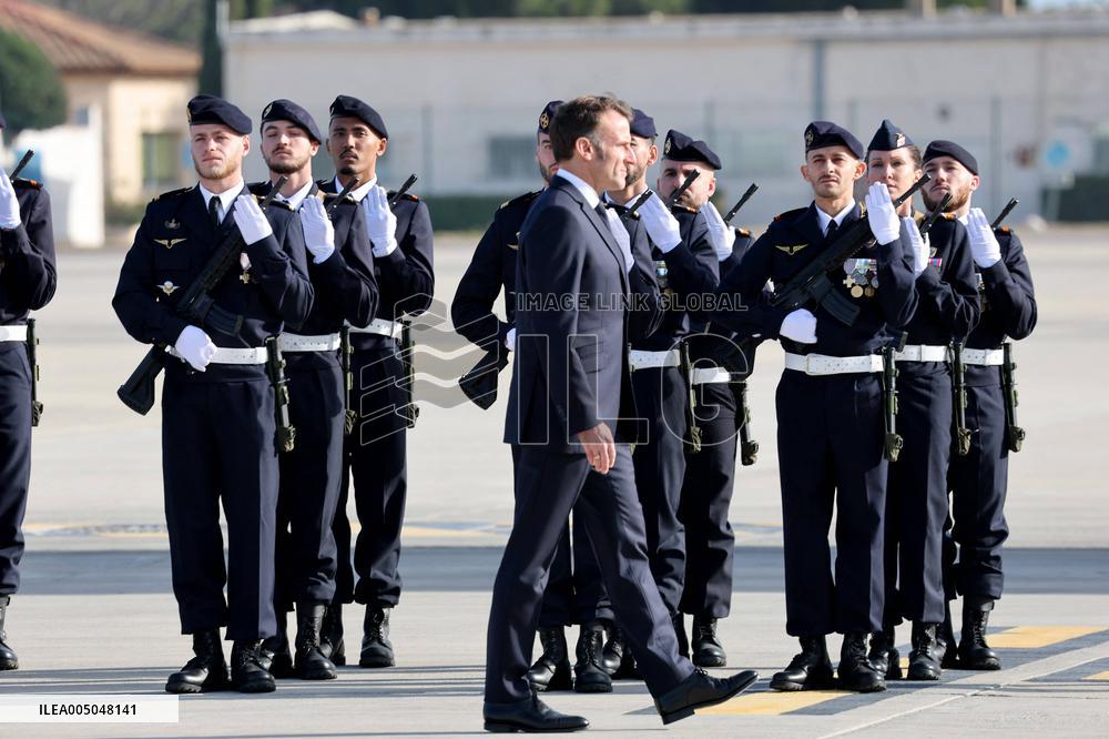 President Macron Presents His Wishes to The Armies - Istres