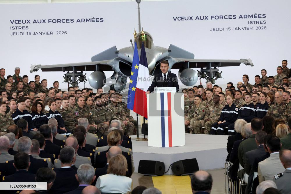 President Macron Presents His Wishes to The Armies - Istres