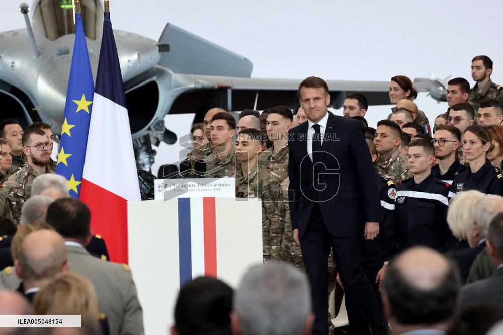 President Macron Presents His Wishes to The Armies - Istres