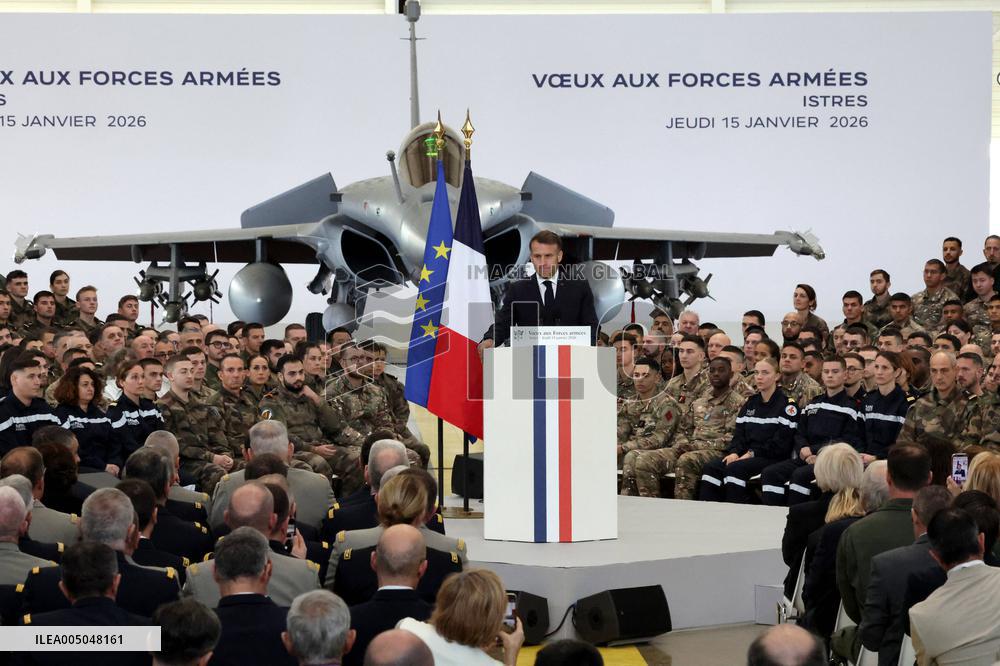 President Macron Presents His Wishes to The Armies - Istres