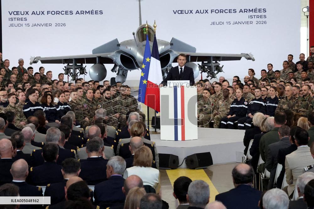 President Macron Presents His Wishes to The Armies - Istres
