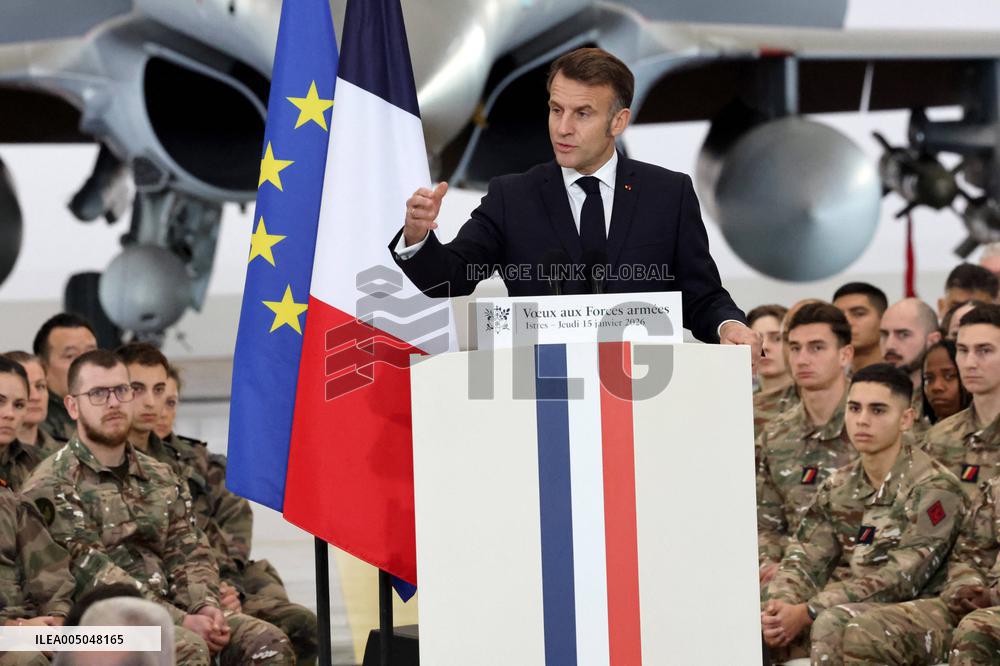 President Macron Presents His Wishes to The Armies - Istres
