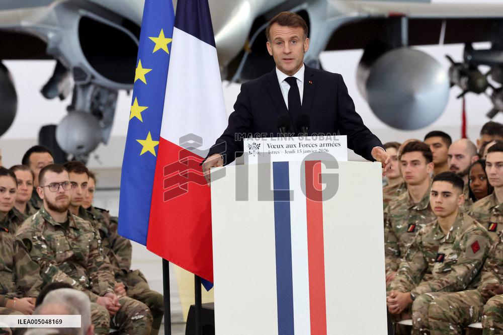 President Macron Presents His Wishes to The Armies - Istres
