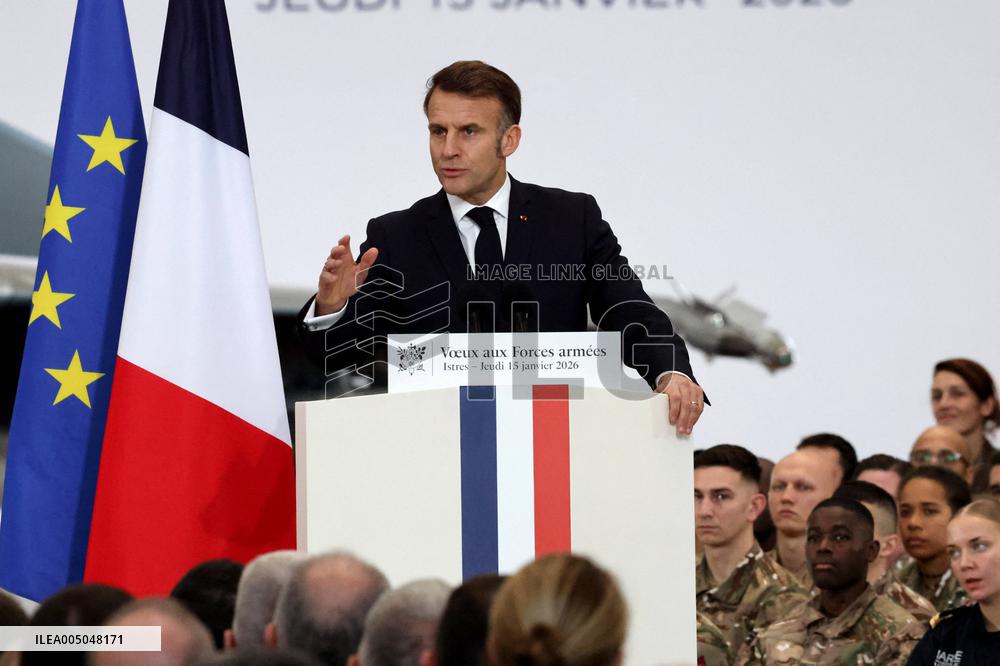 President Macron Presents His Wishes to The Armies - Istres