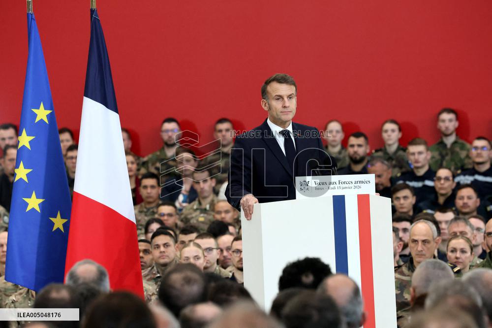 President Macron Presents His Wishes to The Armies - Istres