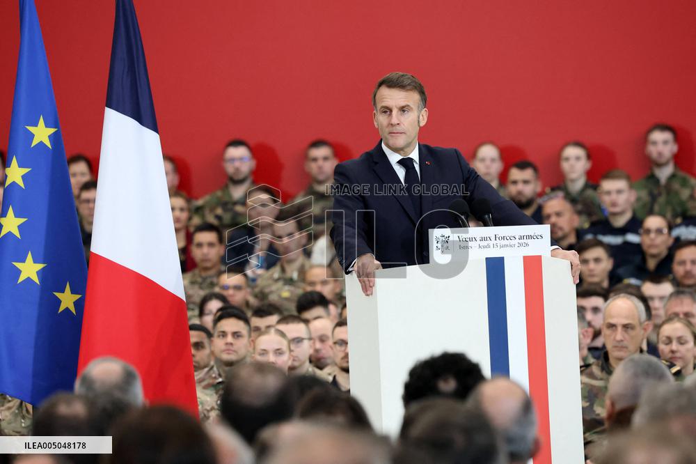 President Macron Presents His Wishes to The Armies - Istres