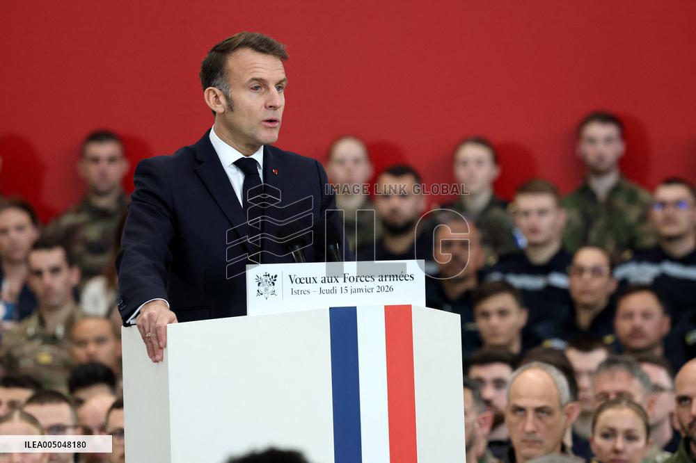 President Macron Presents His Wishes to The Armies - Istres