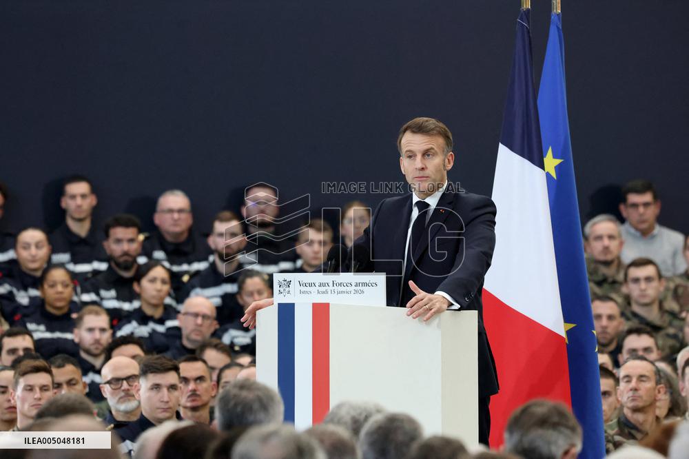 President Macron Presents His Wishes to The Armies - Istres