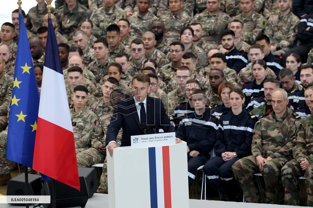 President Macron Presents His Wishes to The Armies - Istres