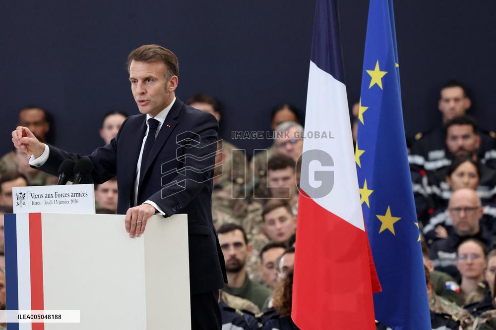 President Macron Presents His Wishes to The Armies - Istres