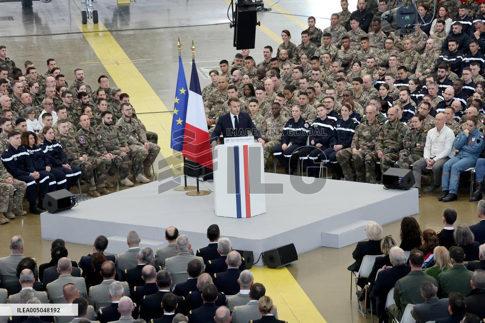 President Macron Presents His Wishes to The Armies - Istres