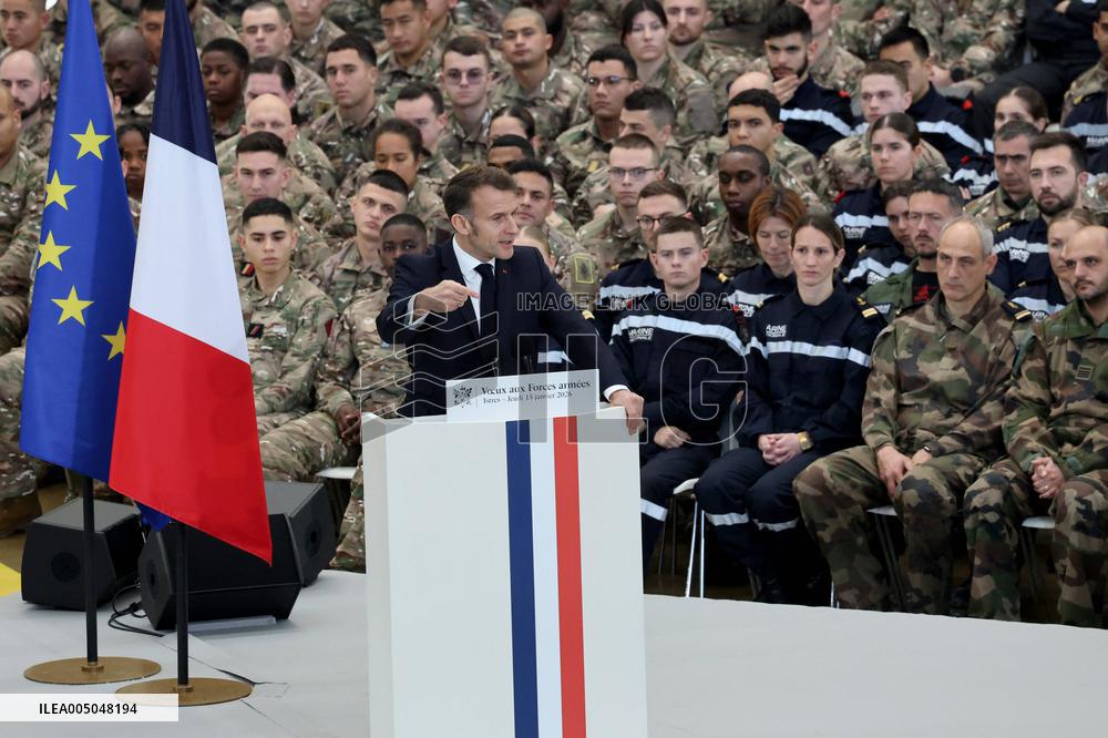 President Macron Presents His Wishes to The Armies - Istres