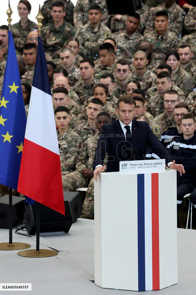 President Macron Presents His Wishes to The Armies - Istres